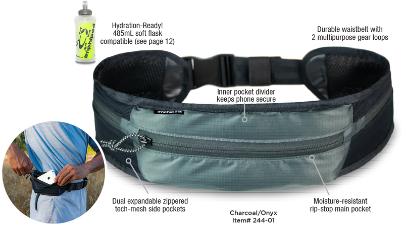 Amphipod Tactical Trail Run Belt - Blk/Drk Green